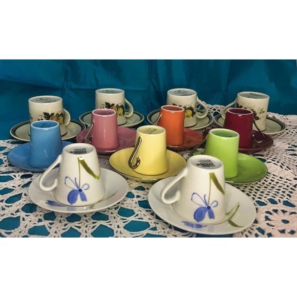 Floralie Espresso Set in a carry box with blue flowers - Picture 4 of 4